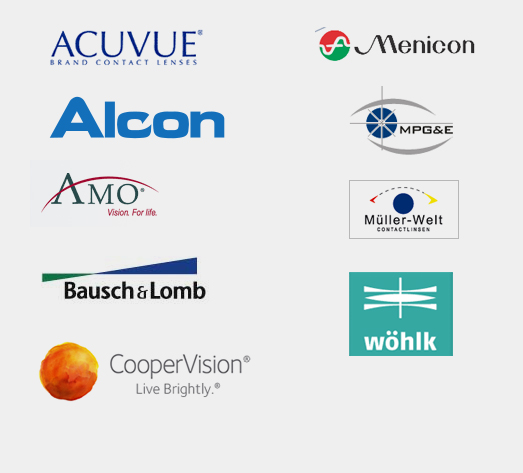 Kontaktlinsen und Zubeh�r: Acuvue, Alcon, AMO, Bausch & Lomb, CooperVision, Menicon, MPG&E, M�ller-Welt, W�hlk